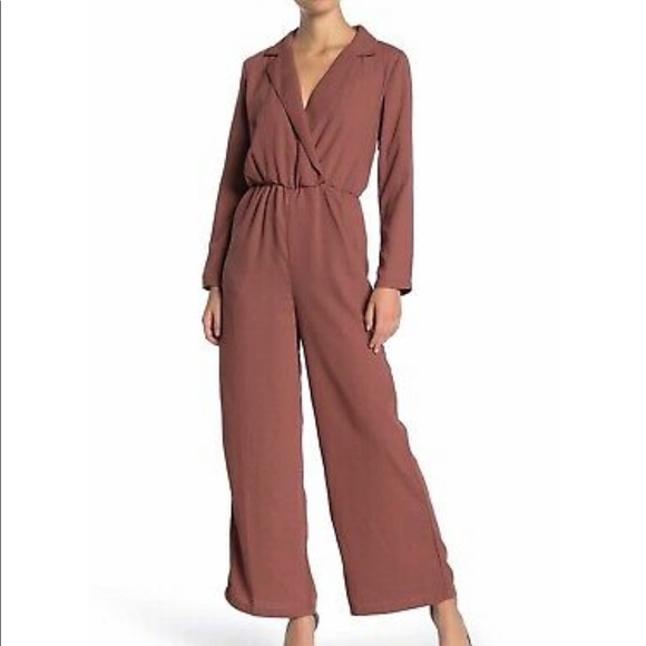 Dark Blush Collared Jumpsuit - Picture 1 of 3